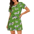 thumbnail image 1 of Easygdp Cows With Calfs Green Camisón de manga corta para mujer, informal, estampado, 1 of 6