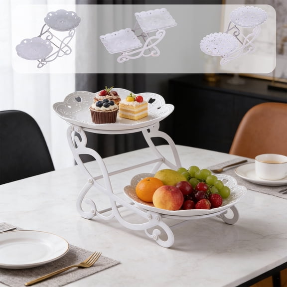 Multi Layer Dessert Stand Tiered Fruit Tray - 3 Tier Candy Snack Display, Heavy Duty Non Tilting Serving Platter, Living Room Wedding Party Décor