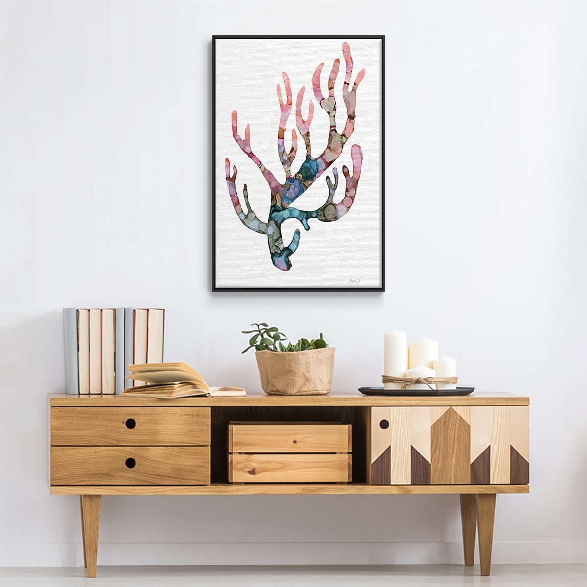 Sea Coral II Framed Premium Gallery Wrapped Canvas - Ready to Hang - 25 x 37 - Black Floating Frame