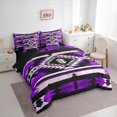 thumbnail image 3 of Homewish Aztec Pattern 7-Piece Bedding Comforter Set,Bohemain Gemetric Rhombus King Bedding Sets,Purple Black White Bed Sheets For Men Women,Super Cozy Room Decor Reversible, 3 of 8