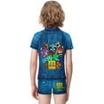 thumbnail image 3 of Geometry Dash Geometry Dash Geometry Dash Boys Two Piece Rash Guard Swimsuits Kids Short Sleeve Swimwear Sets Bathing Suit, 3 of 7