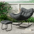 thumbnail image 6 of Oversized Papasan Rocking Chair with Ottoman, Rattan Egg Lounger, Sturdy Frame, Perfect for Outdoor or Indoor Relaxation, 6 of 15