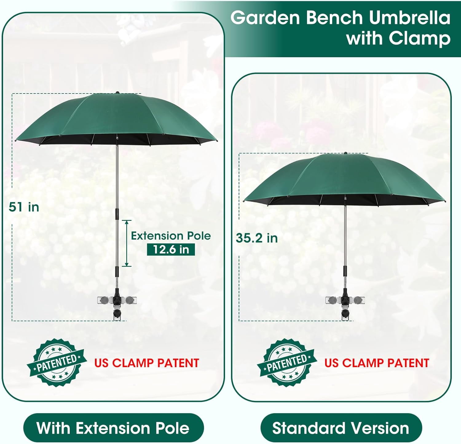 2-in-1 Garden Kneeler with Umbrella, Garden Kneeling Bench & Green Umbrella, Portable Garden Stool Loads Capacity 330lb and Garden Tools Bag with bottle holder, Gardening Gifts for Women,Men,Seniors