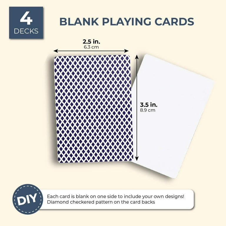 224 Blank Custom Cards for DIY Game Cards, Gift Cards, Checkered Diamond  Backing (4 Decks, 3 x 4 In)