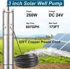 iMeshbean DC 24V 3'' Solar Deep Well Pump Water Pump 2300L/h Stainless Steel Submersible