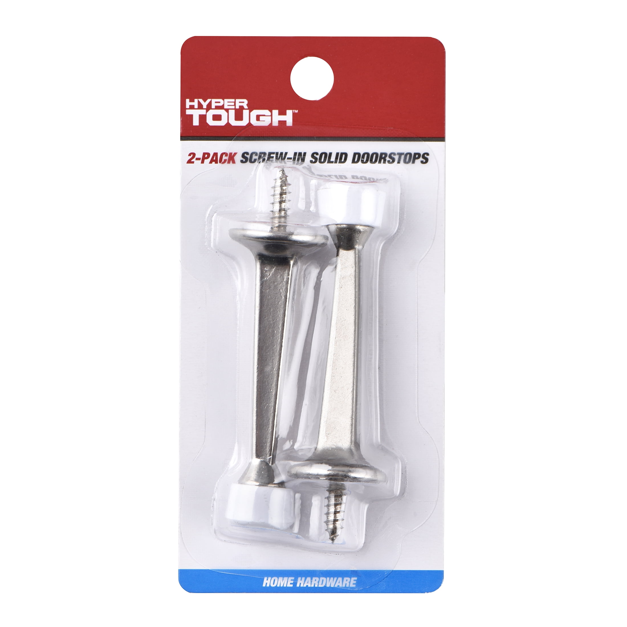 (4 pack) Hyper Tough Screw-in Solid Doorstop, Satin Nickel, 2 Pack, Assembled Product Depth 5.65 Inch