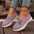 thumbnail image 3 of Women's Woven Orthopedic Shoes Breathable Walking Sneakers with Arch Support Wide Slip on Comfortable Work Slip Loafers 1-Purple Size 7, 3 of 5