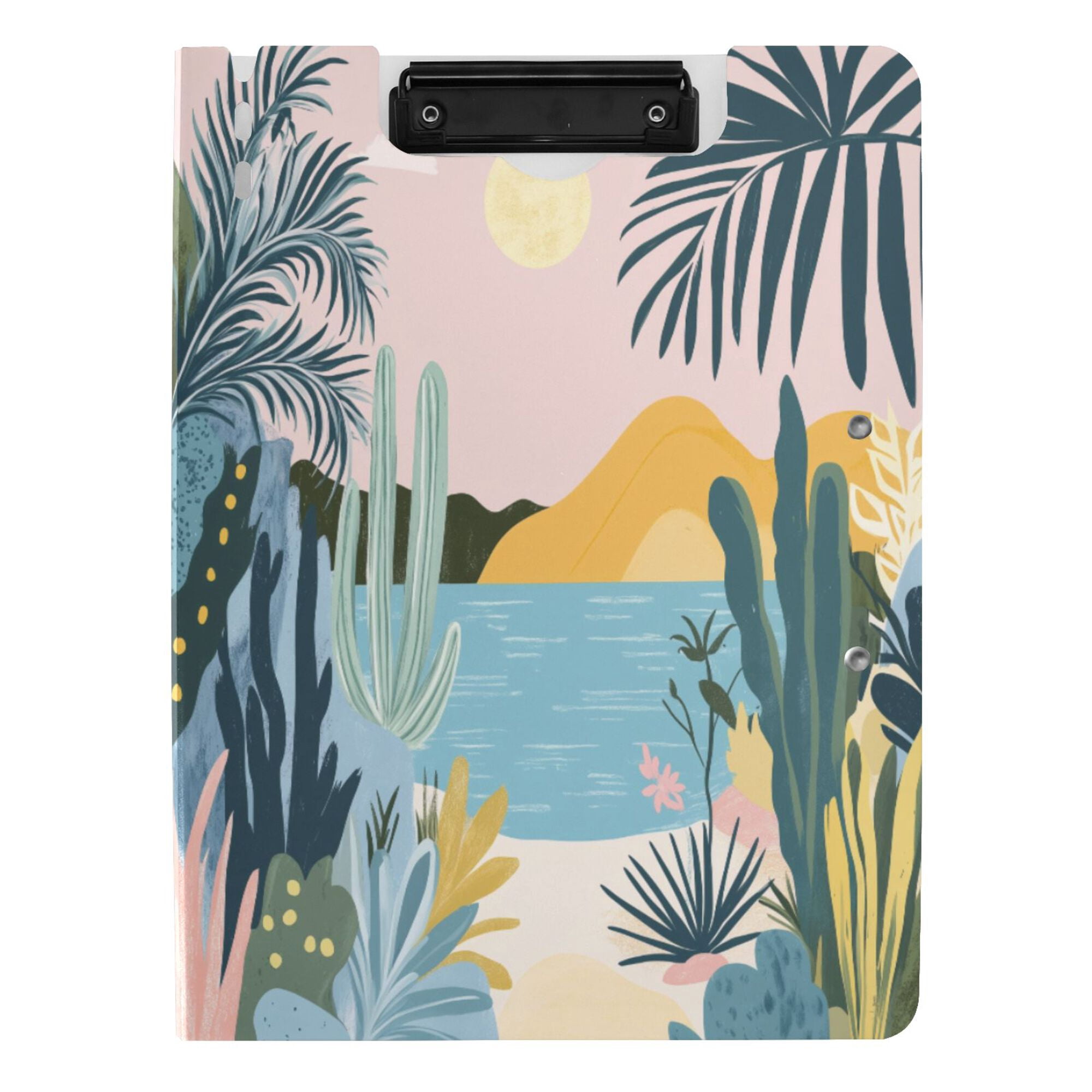 FORMRS A4 Clipboard Folder with Pen Holder Horizontal Foldable School Office Binder, Boho Style Sun