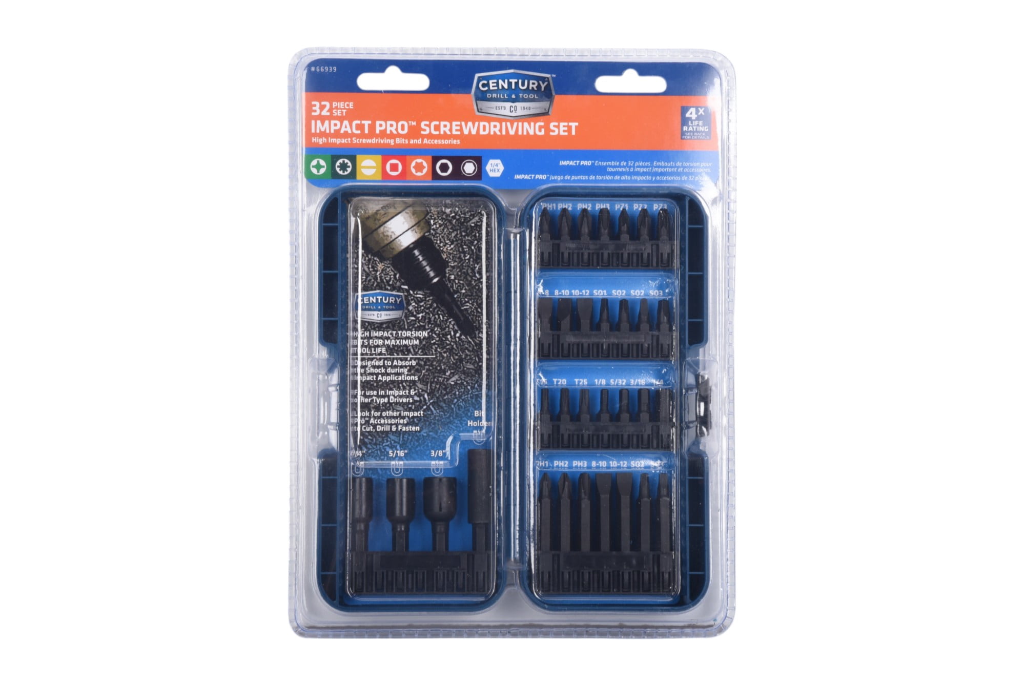 Century Drill & Tool 66939 Impact Pro Torsion Bits and Accessories, 32-Piece Set