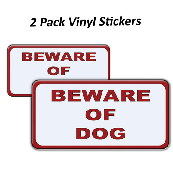 Beware of Dog Stickers for Door, Window, 2 Included, Flexible Vinyl Decal Design for Easy Installation to Any Surface, Reflective Adhesive Labels/Stickers (5x10 Inches)