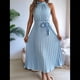 thumbnail image 4 of Vestido de Cóctel Midi Plisado con Cuello Halter, Sin Mangas y Corte en A para Mujer, para Playa y Sol (Verano 2025) Azul L, 4 of 10