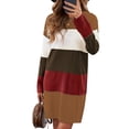 thumbnail image 4 of Asyoly Women Winter Knit Sweater Mini Dress Color Block Sweater Jumper Dress, 4 of 7