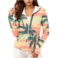 thumbnail image 2 of Uaswgudfs Women's Summer Hooded Zip-Up Sun Protection Jacket with Thumbholes, Tropical Palm Tree Print Casual Beach UPF 50+ Uv-Protective Lightweight Windbreaker for Outdoor Hiking Vacation, 2 of 5