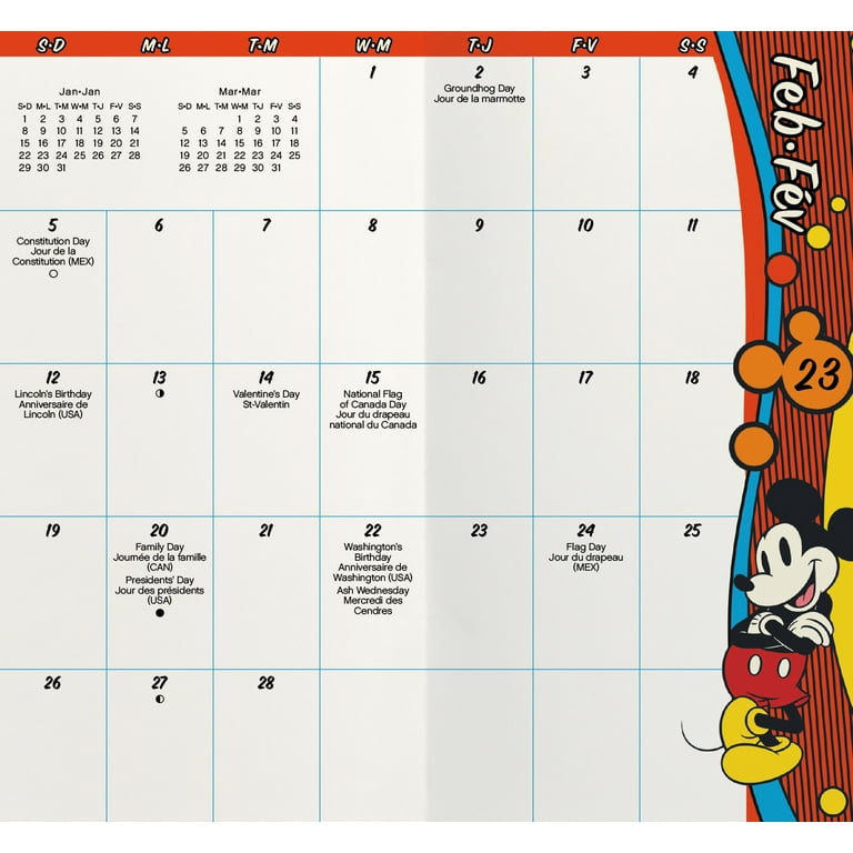 Trends International 2023-2024 Disney Mickey Mouse (Bilingual French)  Pocket Planner 