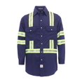 thumbnail image 1 of BOCOMAL FR Camisas Camisa de alta visibilidad/alta visibilidad resistente al fuego/retardante de fuego Camisas FR azul marino de 7.5 oz para hombres, 1 of 5
