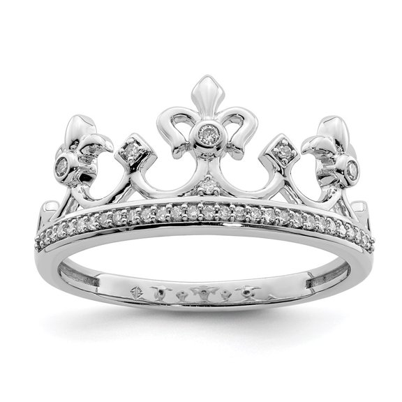 Auriga 925 Sterling Silver Diamond Crown Ring Size 7 for Women
