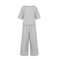 thumbnail image 4 of ibuvkizy Two Piece Sets for Women Clearance,Summer Casual Outfit Sets,Women Jogger Outfit Plus Size,Fashion Women Summer Solid Round-Neck Casual Short SLeeve Top+ Pant Set,Womens Clothing, 4 of 6