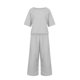 thumbnail image 4 of ICHUANYI Clearance Fashion Women Summer Solid Round-Neck Casual Short SLeeve Top+ Pant Set(Gray, L) ICHUANYI WER2023080704971, 4 of 6