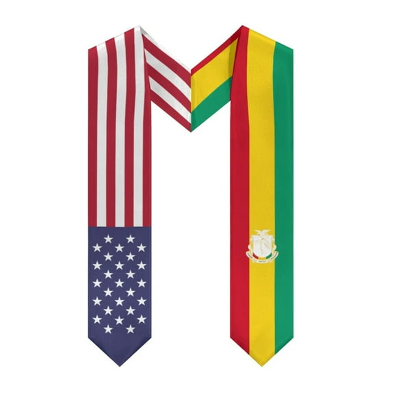 More design Graduation shawl Guinea Flag & United States Flag Stole Sash Honor Study Aboard International Students