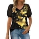 thumbnail image 2 of Fiudx Ofertas Flash Del Día Moda Mujer Manga Corta Estampado Floral Cuello En V Tops Encaje Patchwork Camiseta Blusa, 2 of 7