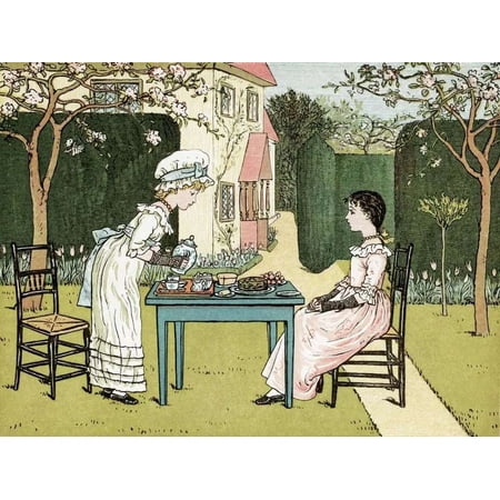.Decoration Poster.Vintage Interior bathroom wall.Victorian tea time art 11 x 17 Inch Poster