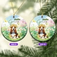 thumbnail image 2 of Basset Hound Hello Spring Time Flower Floral Nature Ceramic Round Ornament Bassets Dog Breed Lovers Gifts Idea Home Tree Decor - 02031, 2 of 5