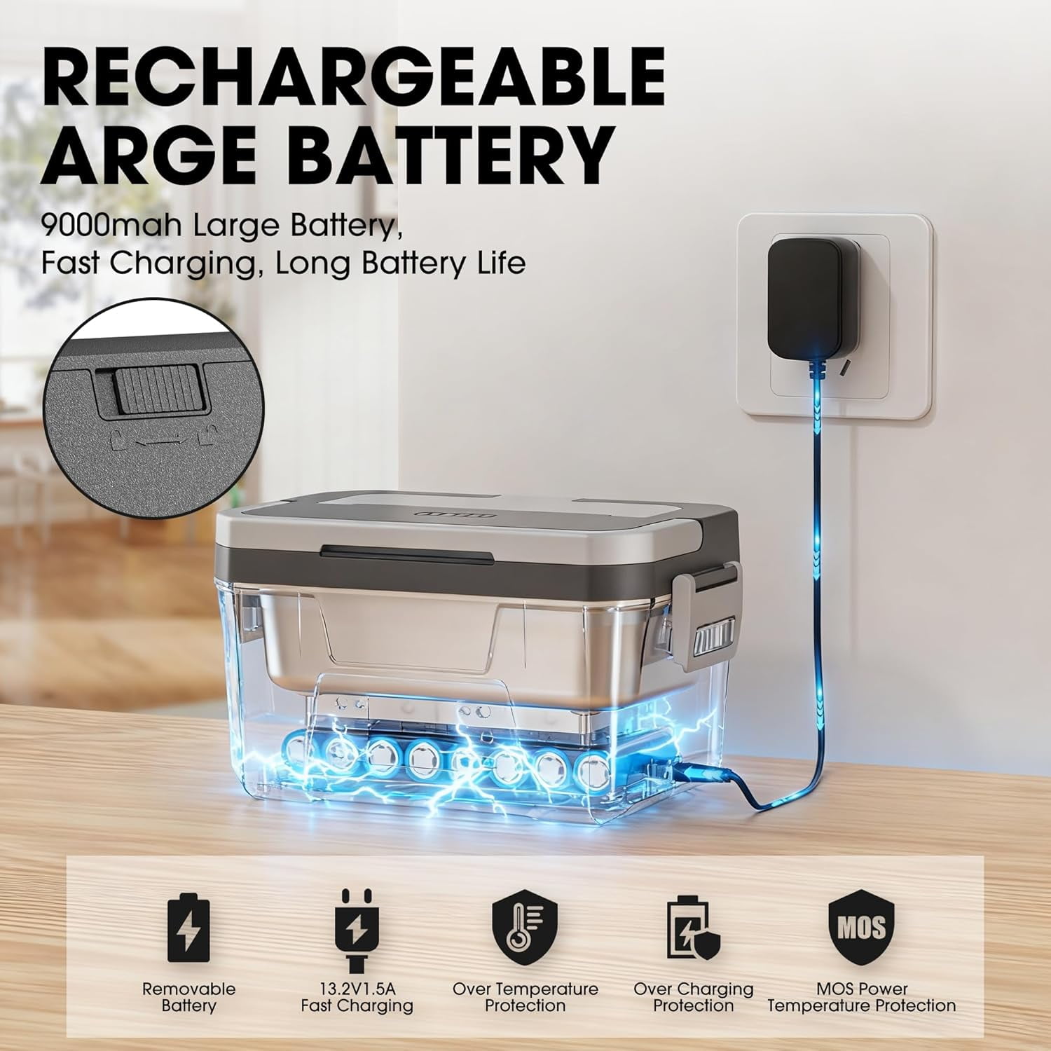 Cordless Heated Lunch Box with APP Control - 1.2L Auto Heating Food Warmer, 248°F Max, Leak-Resistant & Portable for Work, Office, Adults.