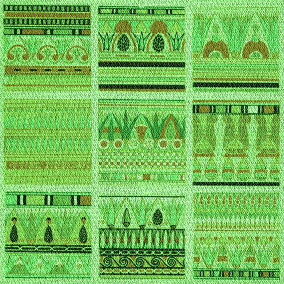 Ahgly Company Machine Washable Indoor Square Transitional Emerald Green Area Rugs, 7' Square