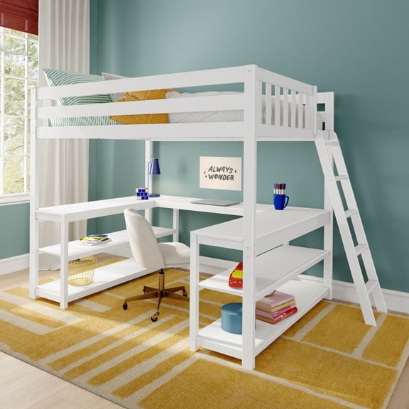 Classic Full High Loft Wraparound Desk, White