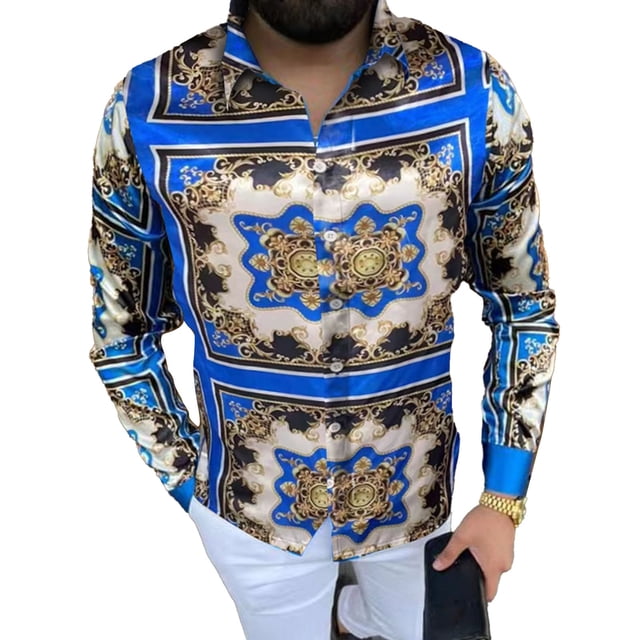 Camisa de fiesta de oficina con diseño de botonadura sencilla, talla L, blusa estampada de manga larga con cuello