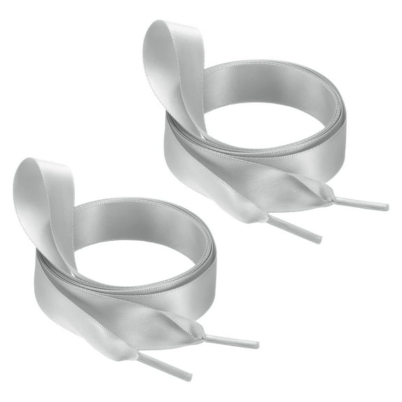 47" Satin Ribbon Shoelaces, 3/4" Wide Silk Flat Shoe Laces Shoestring Silky Sneakers Shoelaces for Girls Women Shoe Decoration, Light Gray