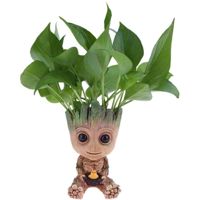 Macetero decorativo con orificio de drenaje en forma de Baby Groot de la película Guardianes de la Galaxia