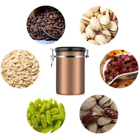 Large Capacity Leaf Canister - 1.8L Coffee and Food Container Large Capacity Airtight Coffee Jar Stainless Steel Kitchen Storage Canister for Coffee Beans, Tea and Dry Goods, Gift for Friends and Families