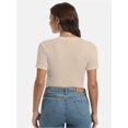 thumbnail image 7 of Women's Crew Neck Ribbed Fitted Shirt Basic Short Sleeves Summer T Shirt Tops, 7 of 7