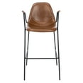 thumbnail image 3 of SAFAVIEH Tanner Mid-Century Barstool with Footrest and Armrest, Cognac, 3 of 7