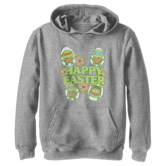 Boy's Teenage Mutant Ninja Turtles Happy Easter Cute Best Friends  Pull Over Hoodie Athletic Heather Small