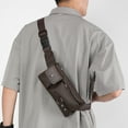 thumbnail image 5 of Wuztai Men's Crossbody Waist Bag 24x13x3cm, Multi-Pocket PU Leather Chest Bag for Travel Commuting, Mobile Phone Waist Pack, 5 of 6
