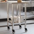 thumbnail image 1 of vidaXL Table de Cuisine avec Roulettes 55x55x85 cm Acier Inoxydable, 1 of 5