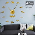 thumbnail image 3 of Ocean Shark Design Modern Size Adjustable DIY Wall Clock Sea Marine Animals Quartz Acrylic Mirror Effect Sticker Clock Watch(Gold,27inch), 3 of 9