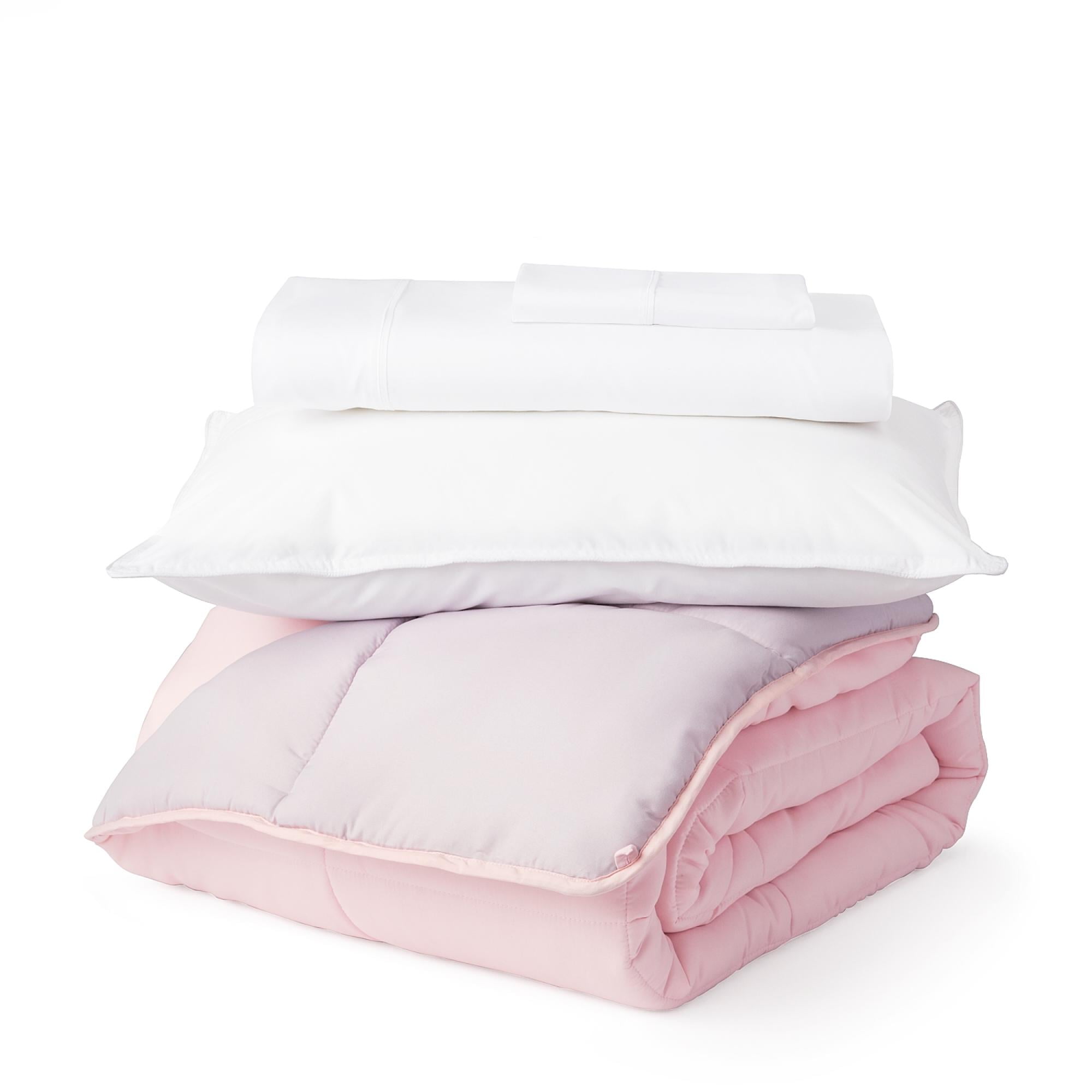Lucid Reversible Bed in a Bag 6-Piece Comforter Set with Pillow, Twin, Pink/Lavender