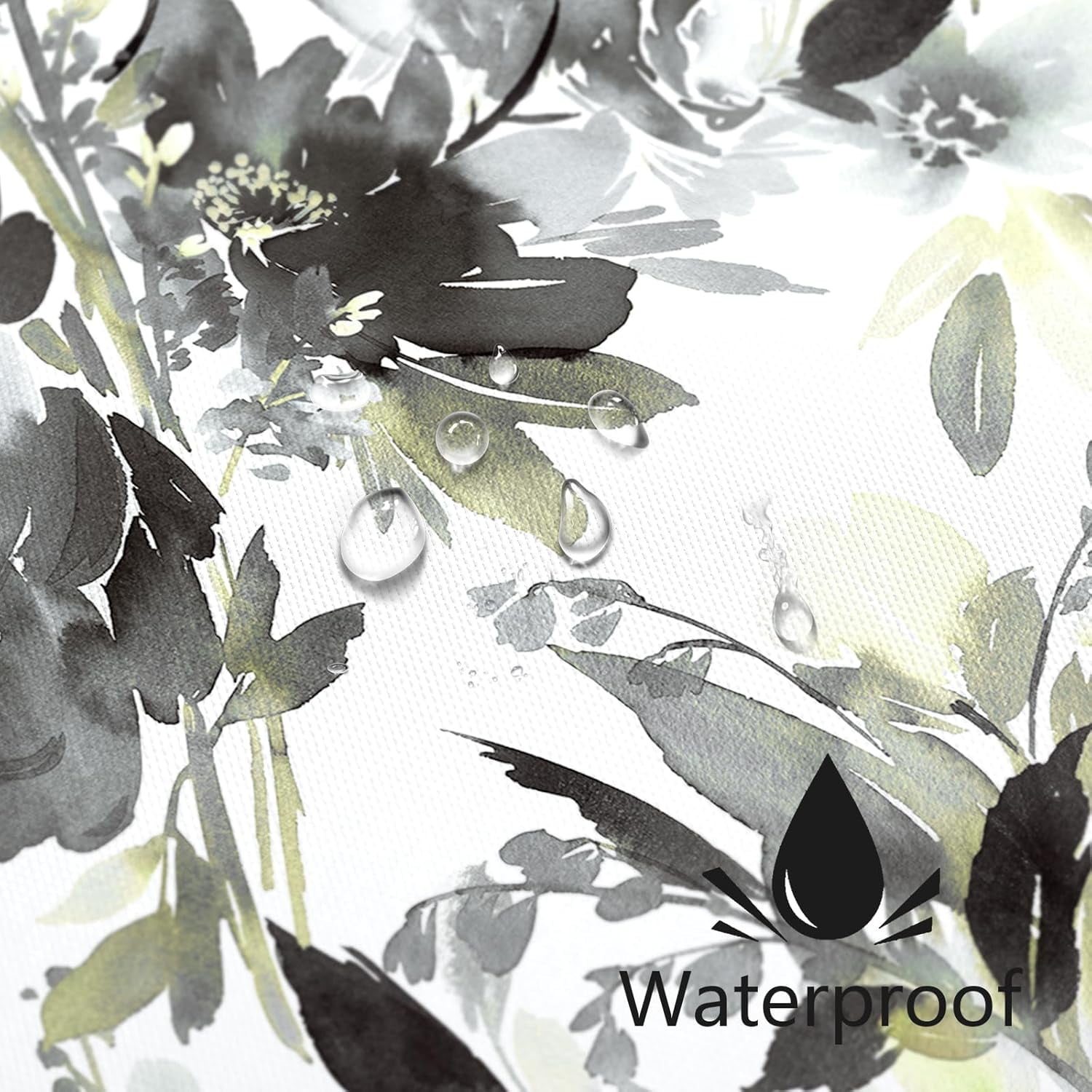 Extra Long Shower Curtain 72 x 84 Inch, Tall Watercolor Floral Fabric Shower Curtain, Grey Modern Abstract Flower Bathroom Shower Curtain Set with Hooks