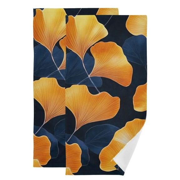 Simple Orange Leave Hand Towel Absorbent Bath Towels for Bathroom Sports Gym(28.3" X 14.4") Set of 2