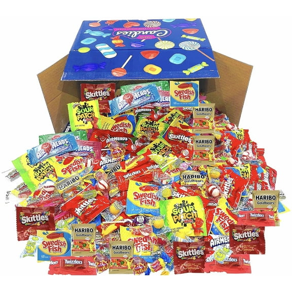 HUGE Assorted Candy PARTY MIX BOX 6.50 LBS/104 OZ Over 255 Individually Wrapped Candies of All Time America's Most (Purple)