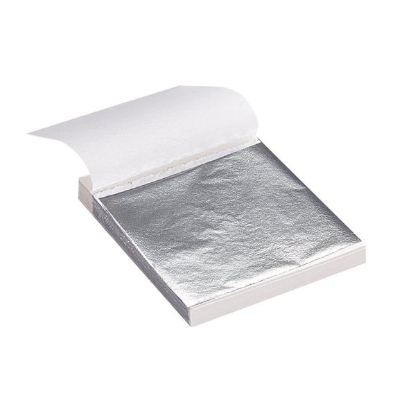 100 hojas 9x9xcm hoja de hoja de plata de imitación papel de aluminio para manicura limo dorado pintura artes maquillaje artesanía decoración (plata)