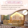 thumbnail image 6 of Full Size Montessori Floor Bed with High Rails, Wood House Beds Frame with LED Light, Low Profile Montessori Bed Full with Slats for Kids, Easy to Assembly, Full bed frames Natural, 6 of 10