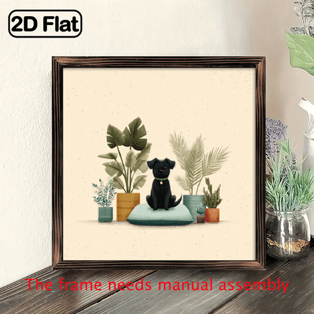 1pc Minimalist Plaque - Brown Pet-Themed Tabletop Decor with Cute Puppy Potted Plants Suitable for Bedroom, Living Room,, Perfect Housewarming Gift, Irregular Shape Shelf Decoration for Porch or