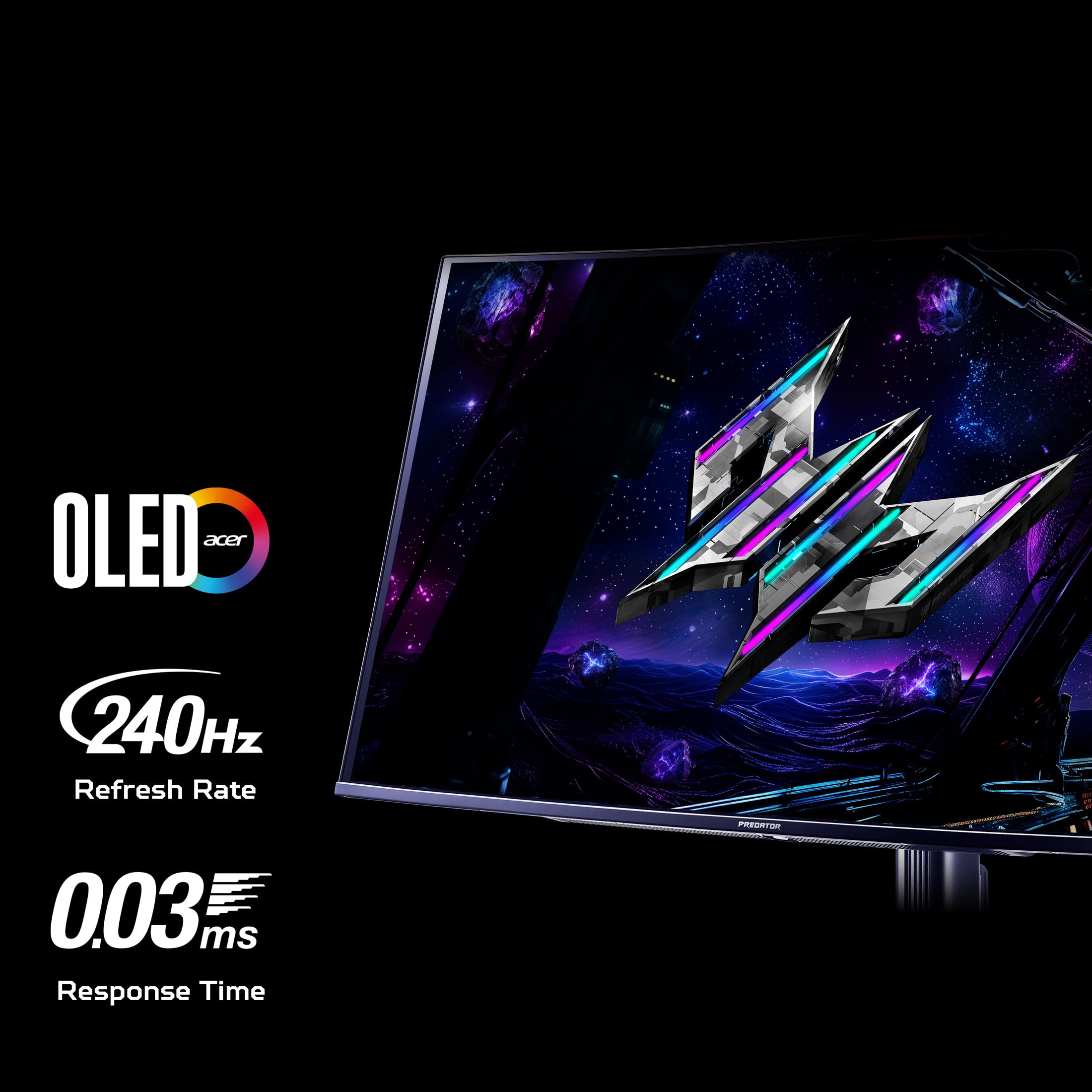 Acer Predator 31.5" 4K UHD (3840 x 2160) QD-OLED Gaming Monitor, AMD FreeSync Premium Technology, 240Hz, Up to 0.03ms, Black, X32 Xbmiipphuzx