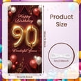 thumbnail image 2 of Wine Red 90th Birthday Banner Metallic Number Birthday Backdrop Floral Decoration Sparkling Accents Milestone Background for 90th Birthday Party Senior Celebration Family Gathering, 2 of 9