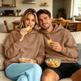 thumbnail image 4 of DHFJKG Womens Mens Hoodies With Large Pockets Long Sleeve Sweatshirt Solid Color Loose Pullover Tops, 4 of 7