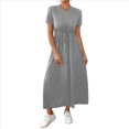 thumbnail image 1 of Vestido Informal de Corta para Mujer, con Bolsillos, Color Gris, Talla S, 1 of 9